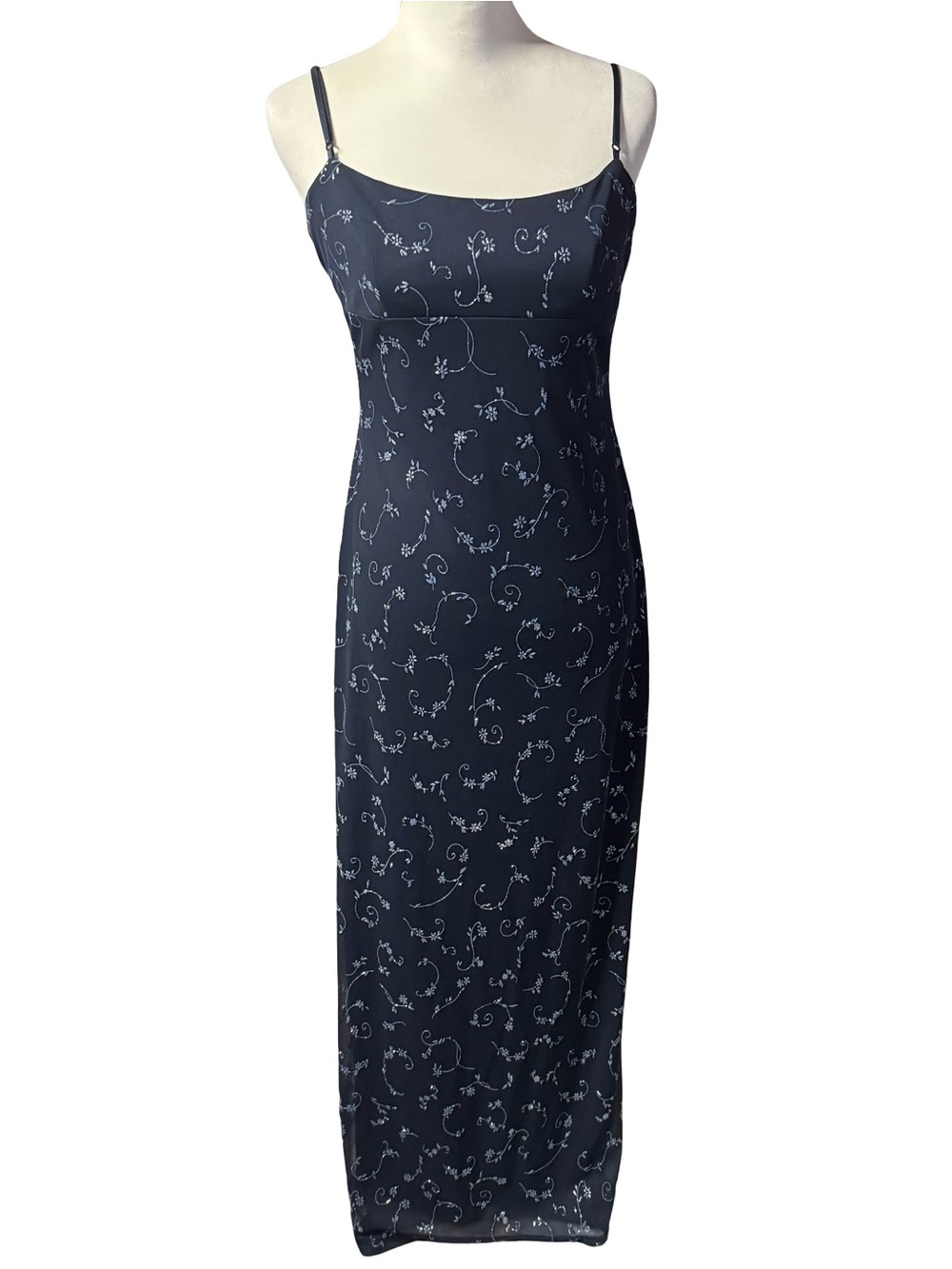 Jodi Kristopher Whimsigoth Glitter Floral Maxi Slip Dress Vintage 90s Medium